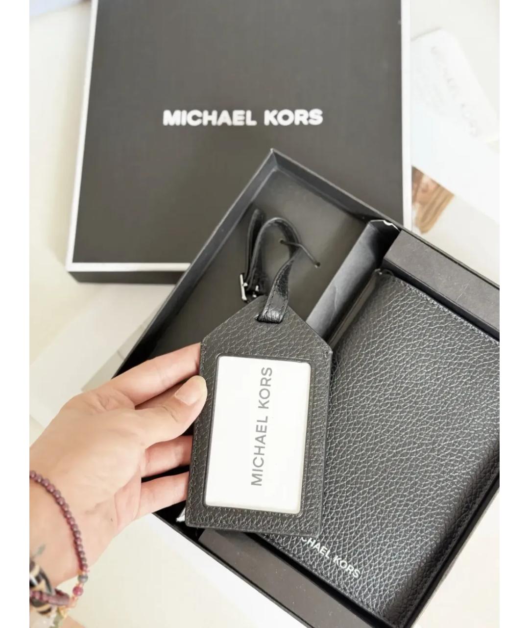 MICHAEL KORS Черный кожаный кардхолдер, фото 5