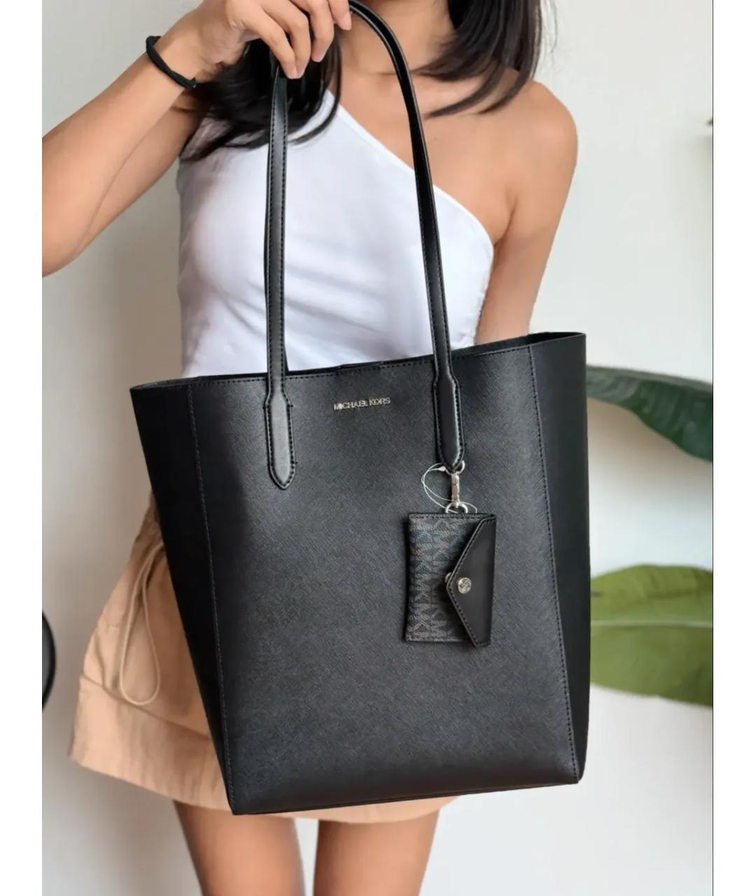 MICHAEL KORS Черная кожаная сумка тоут, фото 2