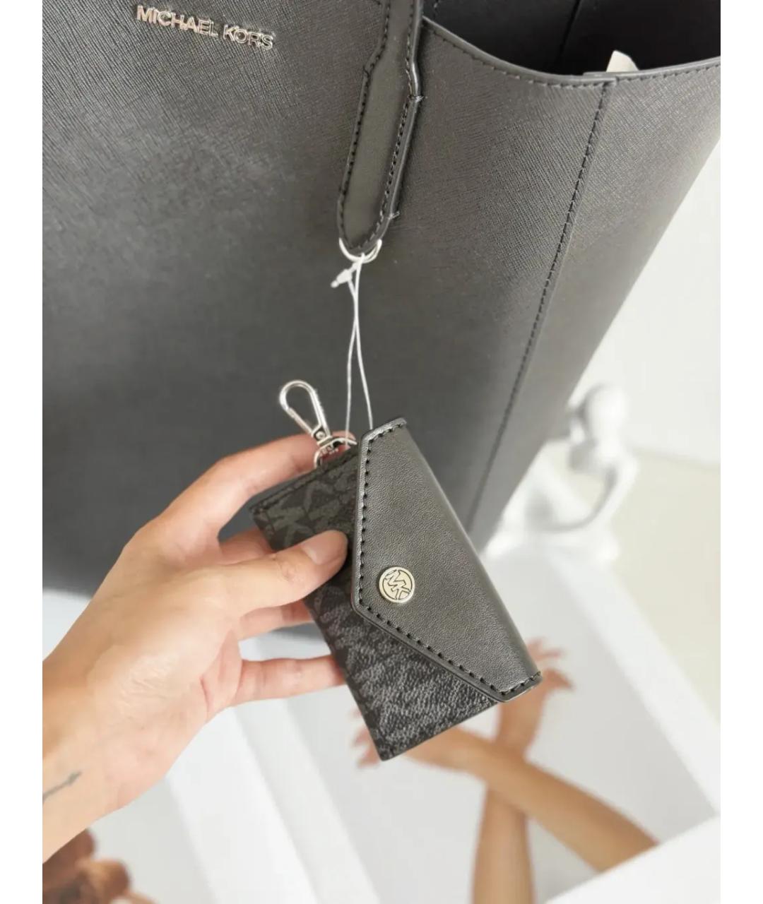 MICHAEL KORS Черная кожаная сумка тоут, фото 4