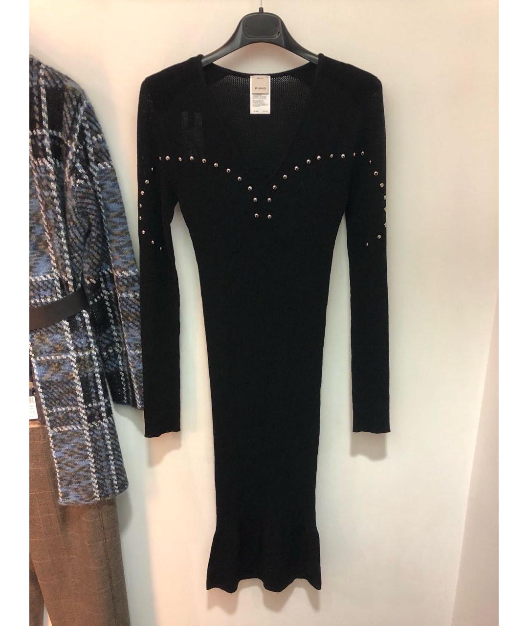 PINKO Черное шерстяное повседневное платье, фото 2