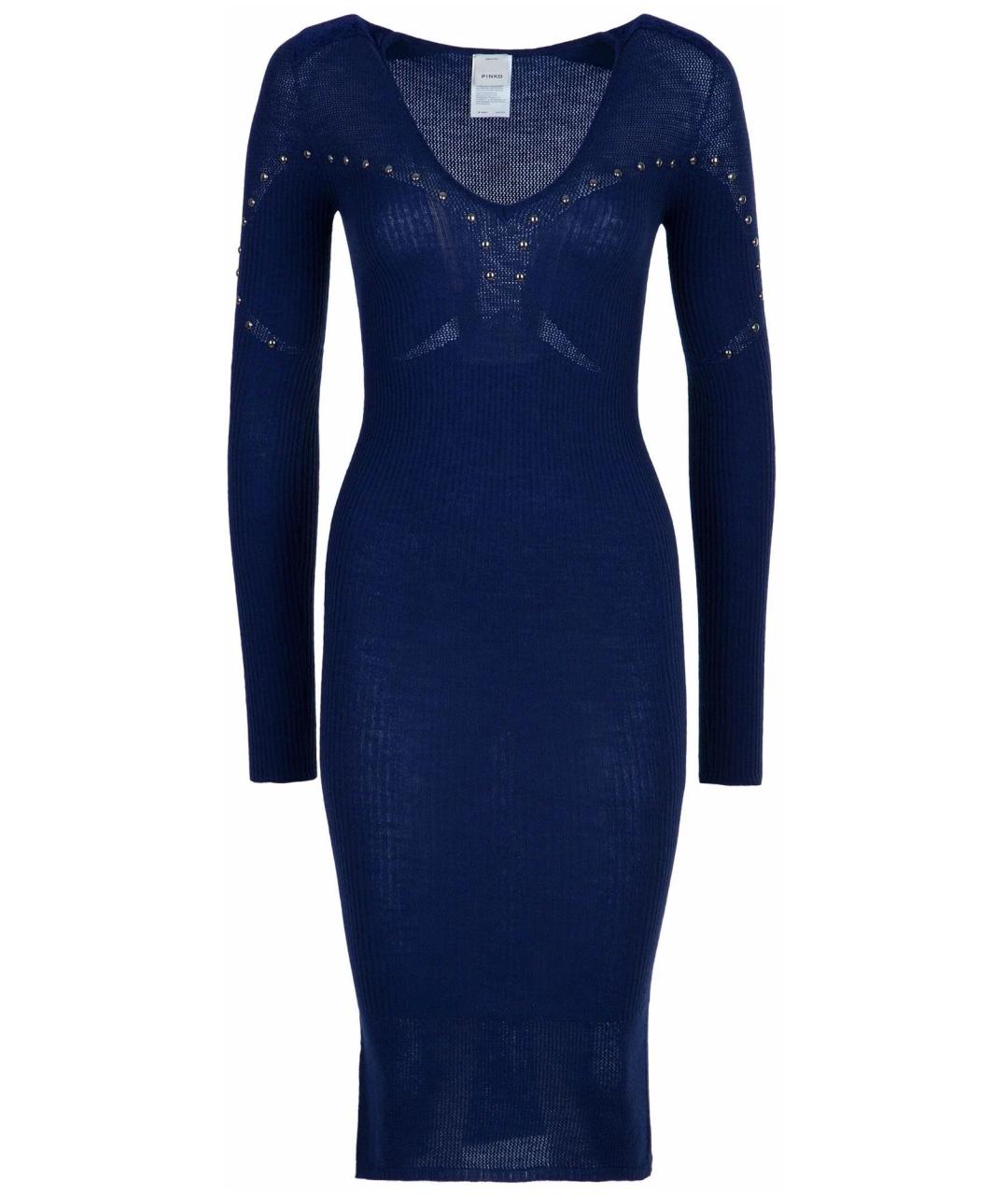 PINKO Черное шерстяное повседневное платье, фото 6