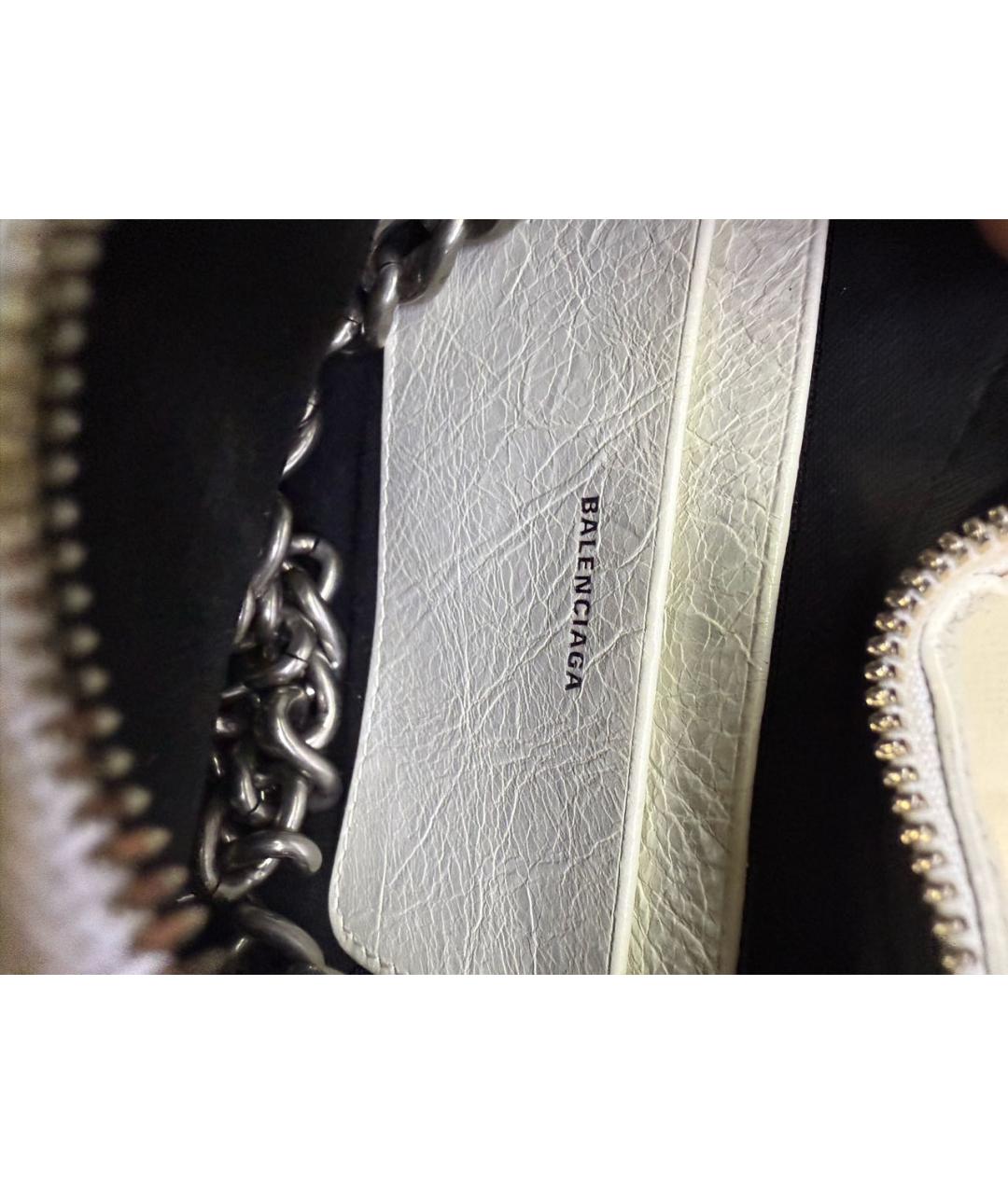 BALENCIAGA Белая кожаная сумка через плечо, фото 4