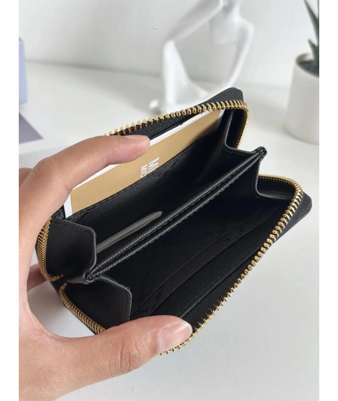 MICHAEL KORS Черный кожаный кошелек, фото 3