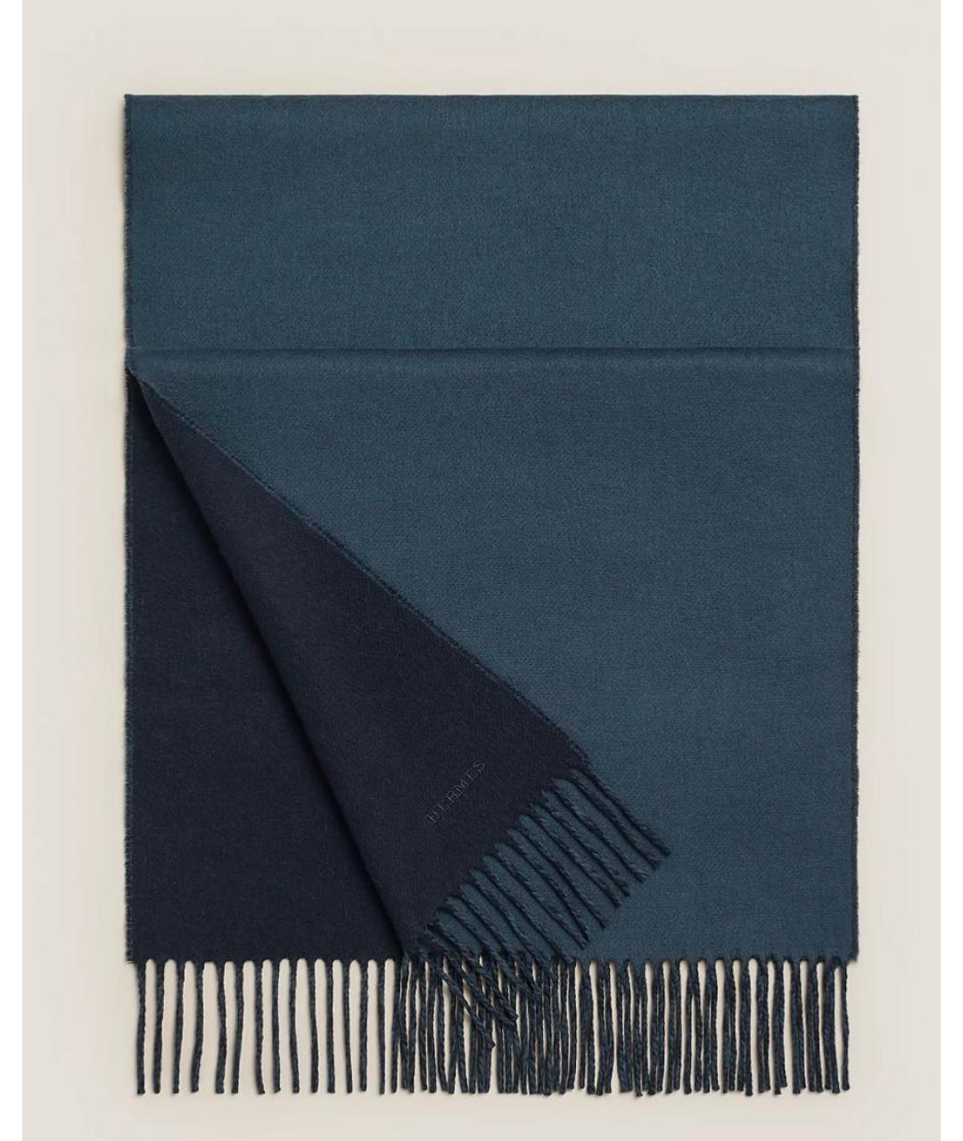 HERMES Темно-синий кашемировый шарф, фото 4