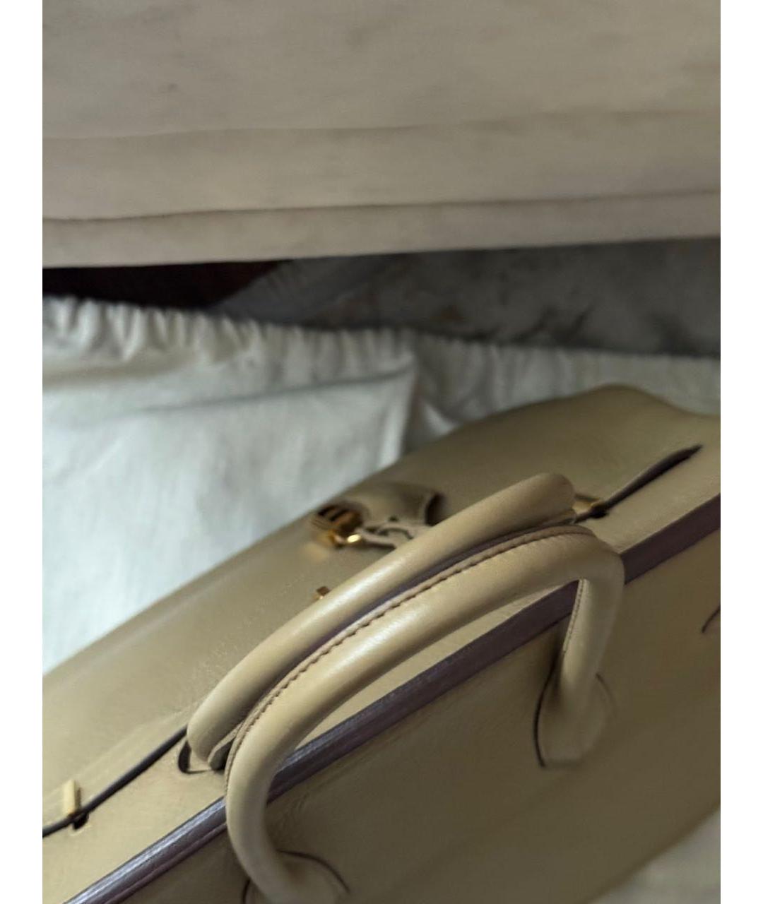 HERMES Бежевая кожаная сумка с короткими ручками, фото 8