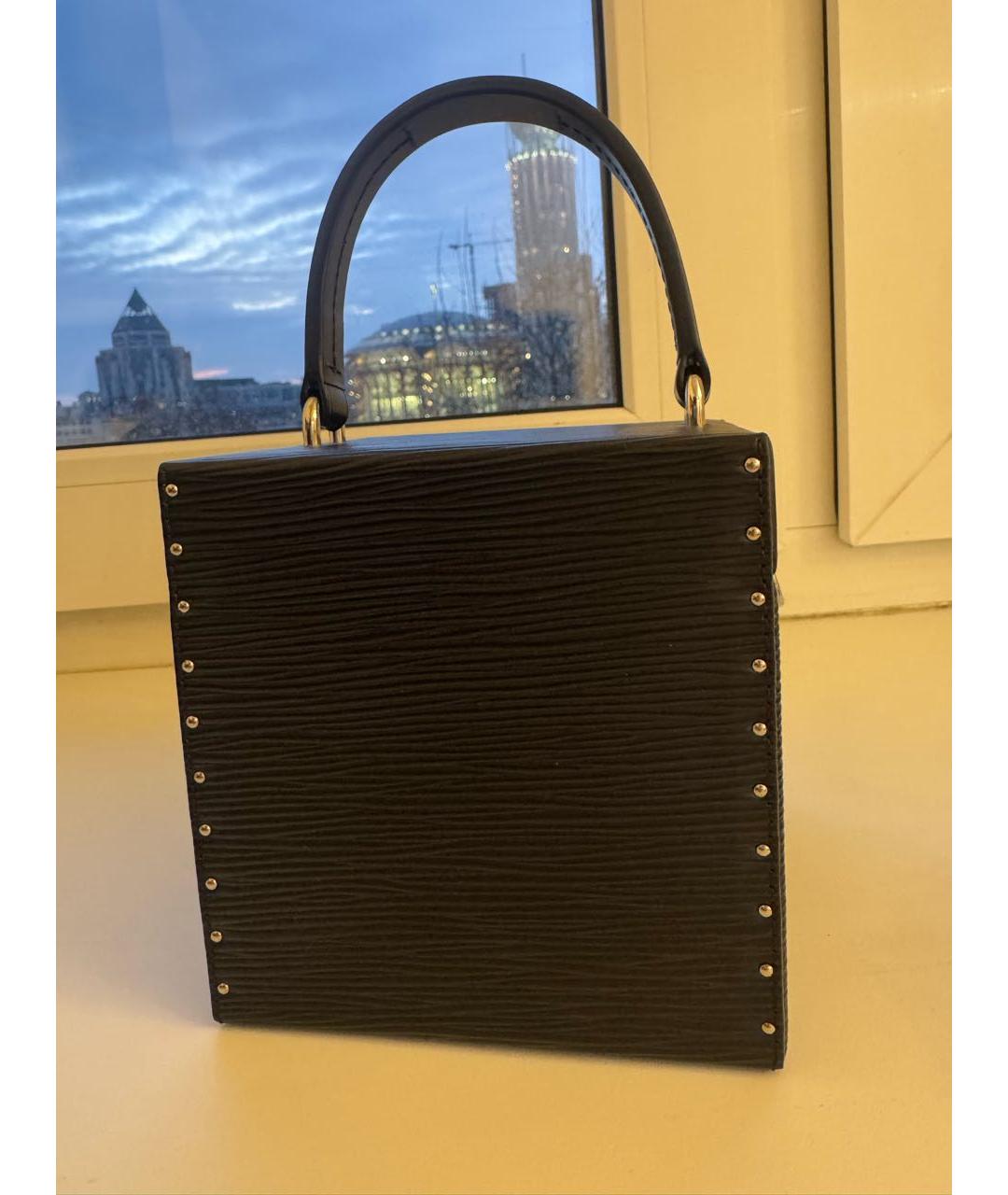 LOUIS VUITTON Черная кожаная сумка с короткими ручками, фото 8