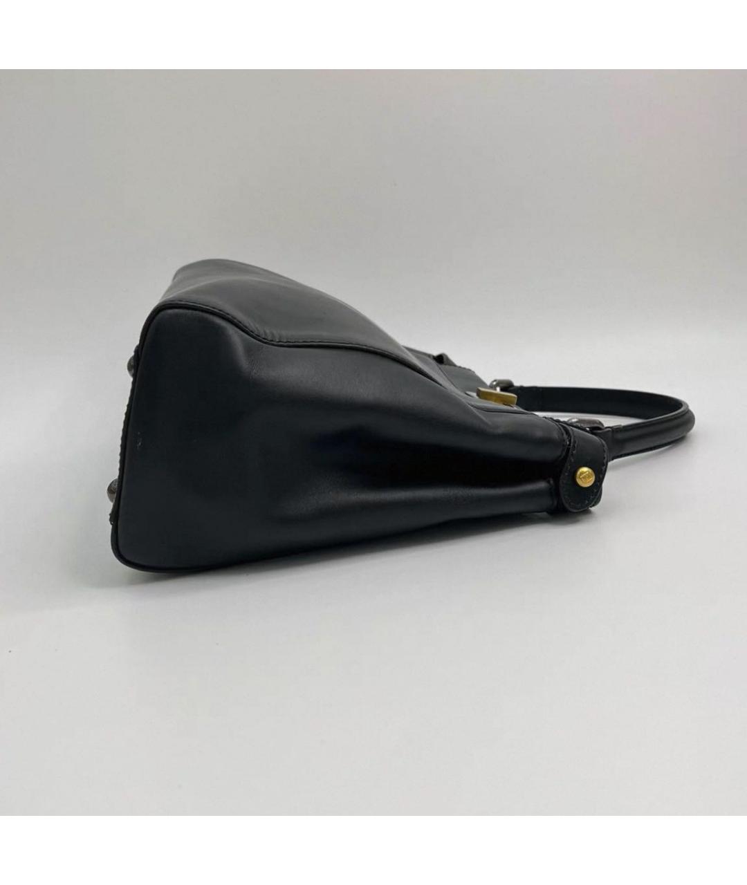 FENDI Черная кожаная сумка с короткими ручками, фото 6
