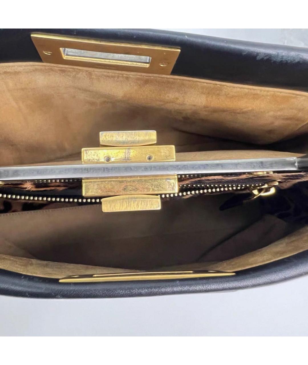 FENDI Черная кожаная сумка с короткими ручками, фото 4