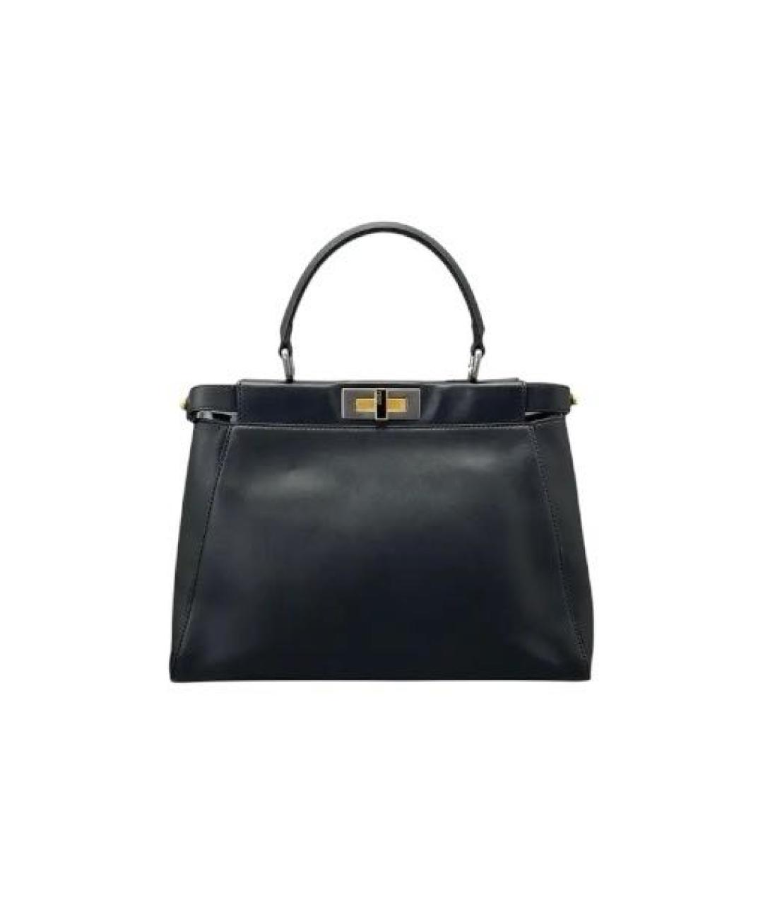 FENDI Черная кожаная сумка с короткими ручками, фото 9