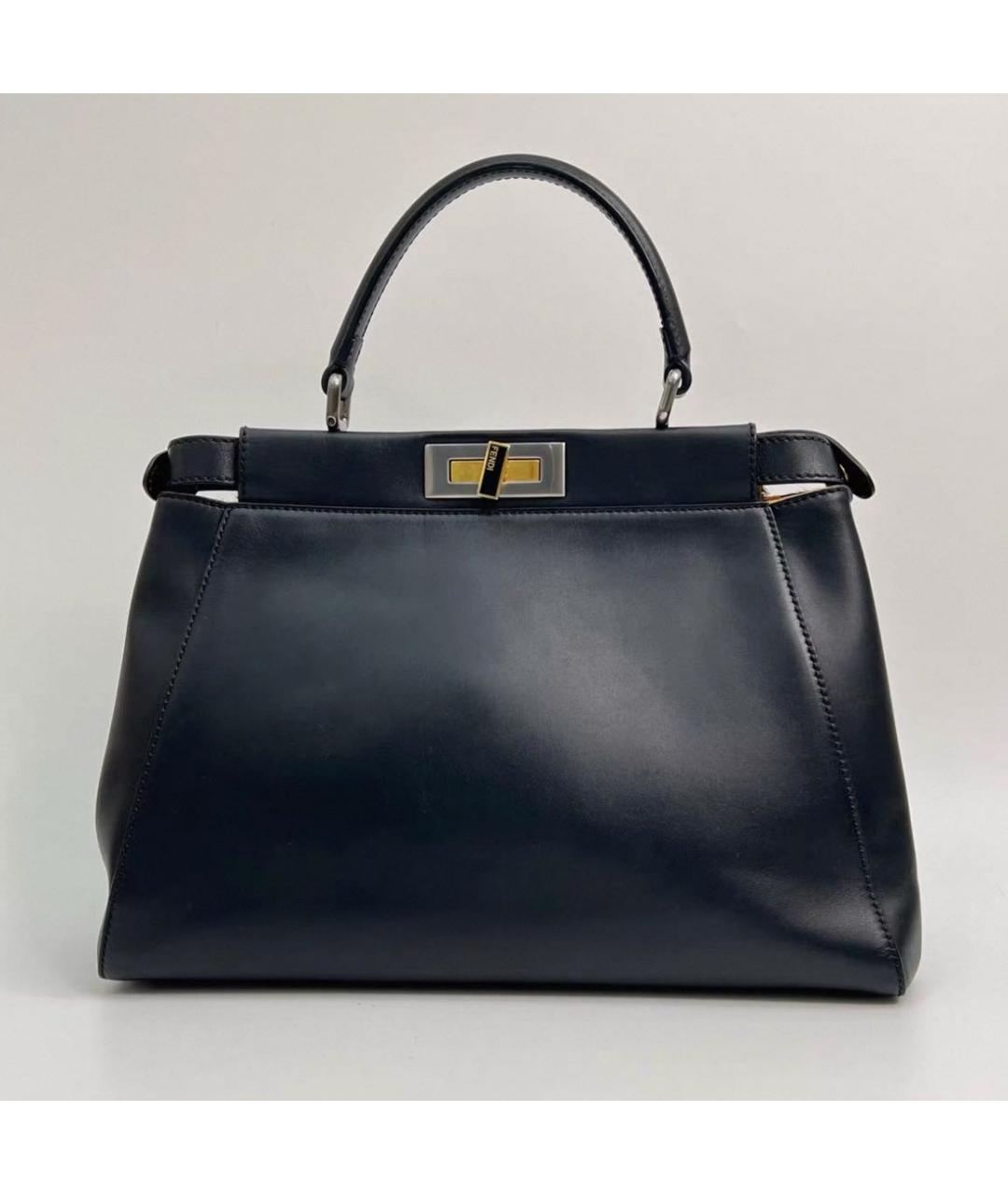 FENDI Черная кожаная сумка с короткими ручками, фото 2
