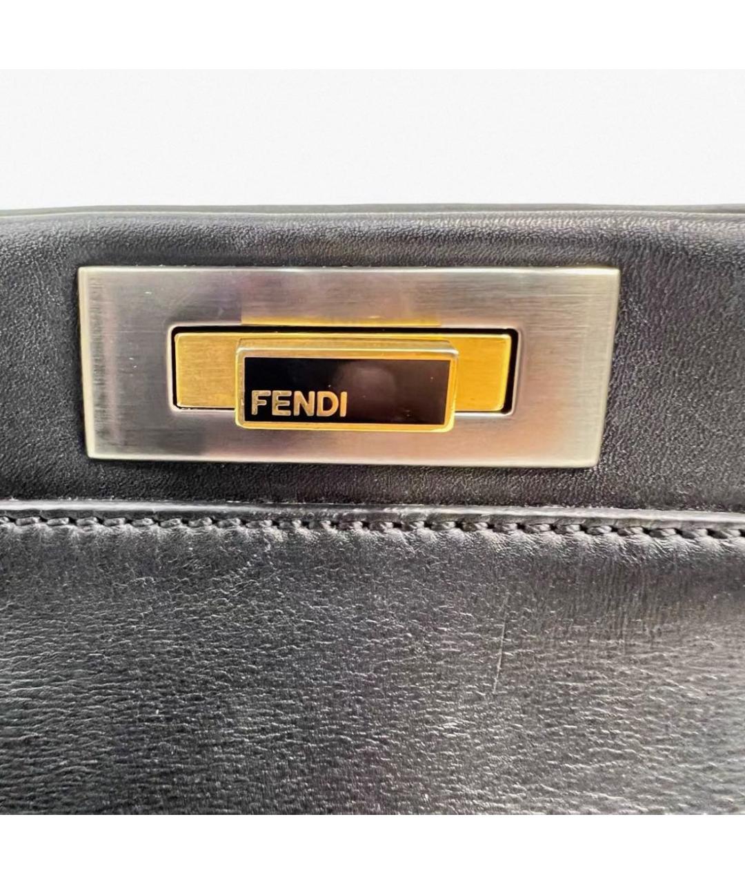 FENDI Черная кожаная сумка с короткими ручками, фото 5