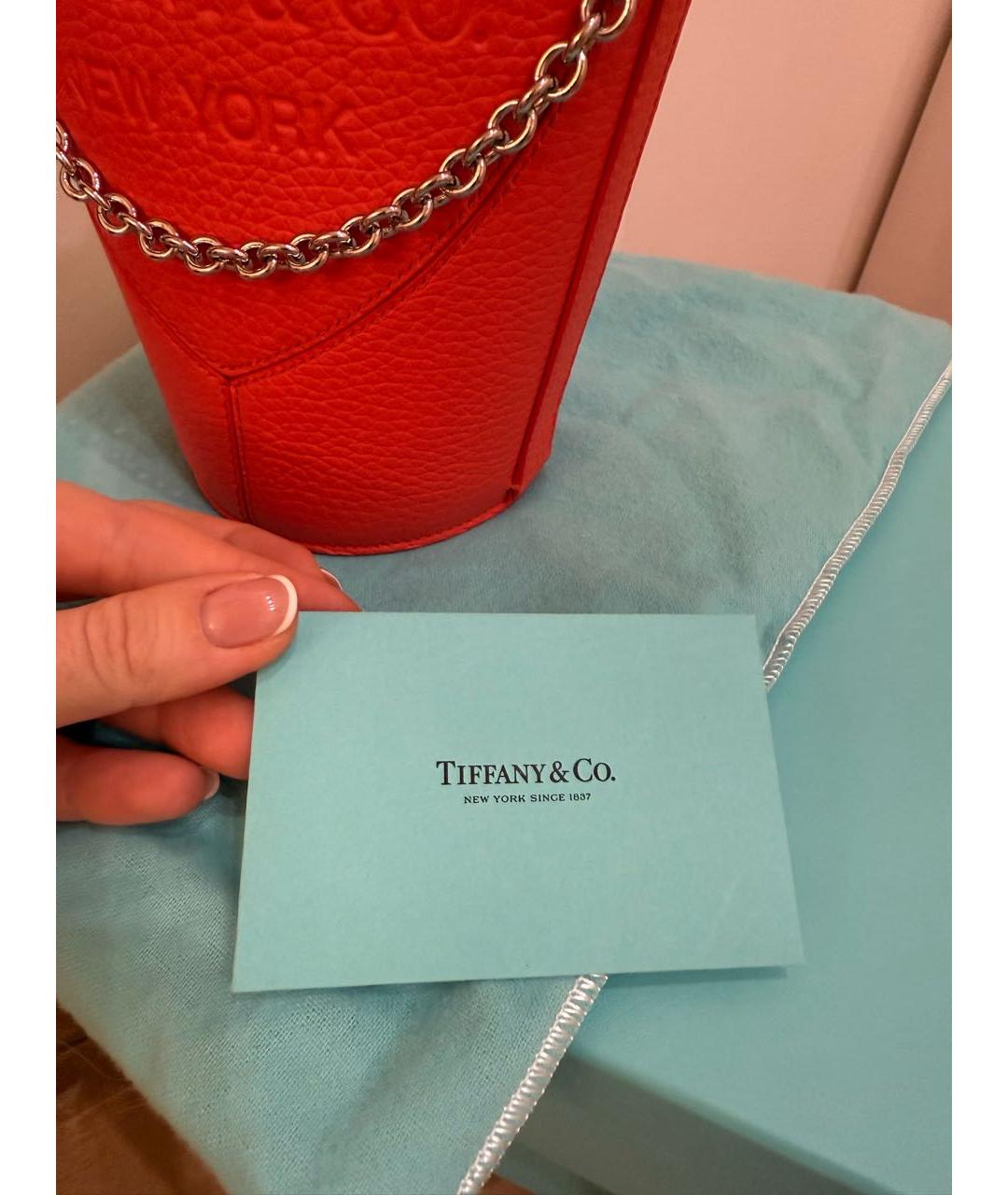 TIFFANY&CO Бордовая кожаная сумка с короткими ручками, фото 3