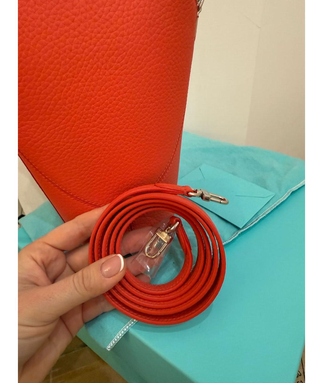 TIFFANY&CO Бордовая кожаная сумка с короткими ручками, фото 5