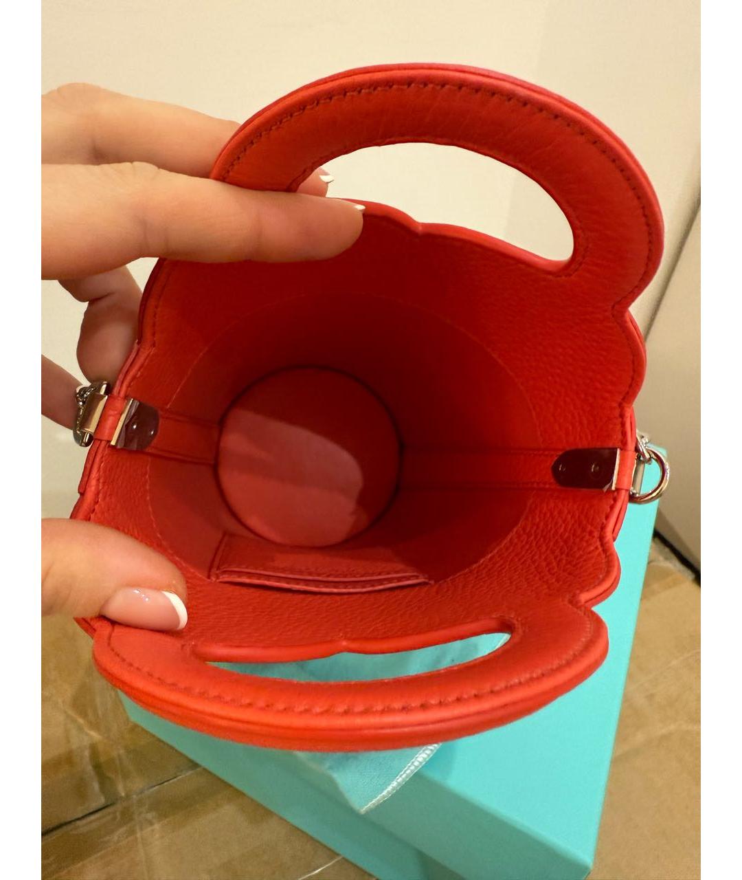 TIFFANY&CO Бордовая кожаная сумка с короткими ручками, фото 4