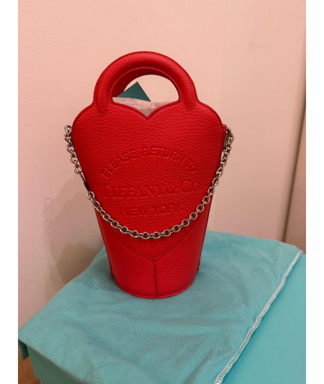 TIFFANY&CO Бордовая кожаная сумка с короткими ручками, фото 7