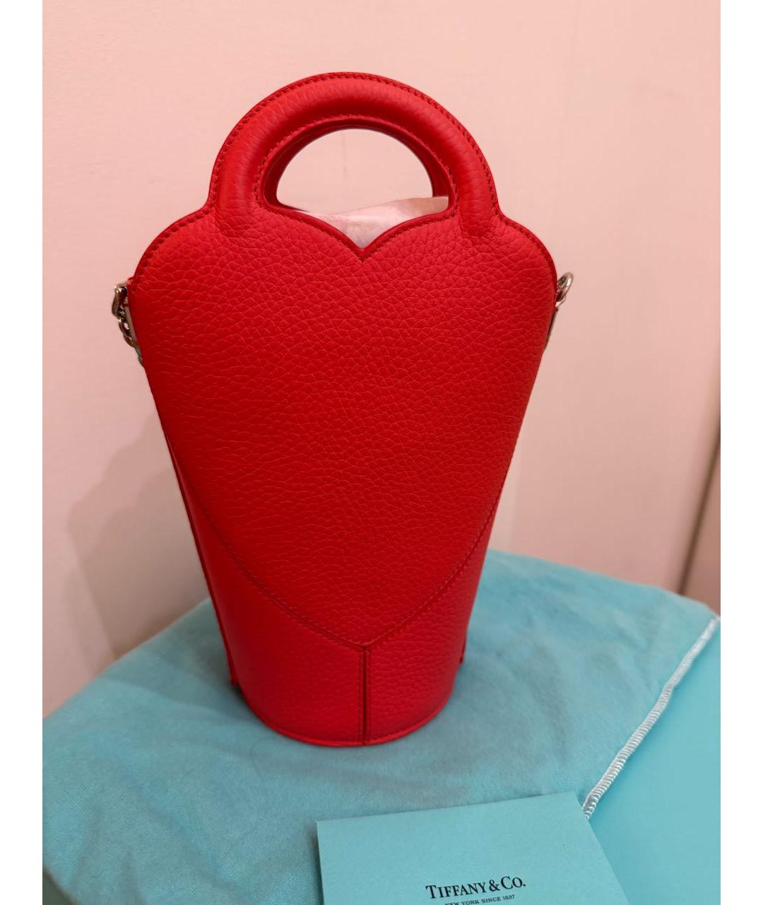 TIFFANY&CO Бордовая кожаная сумка с короткими ручками, фото 2