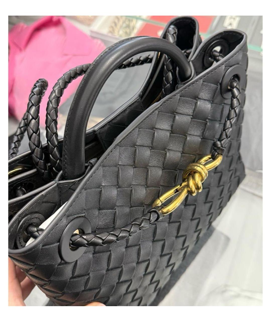 BOTTEGA VENETA Черная кожаная сумка с короткими ручками, фото 4