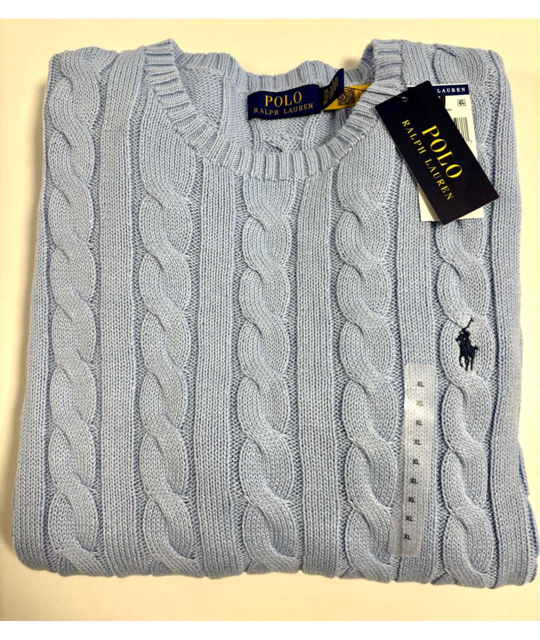 POLO RALPH LAUREN Голубой хлопковый джемпер / свитер, фото 4