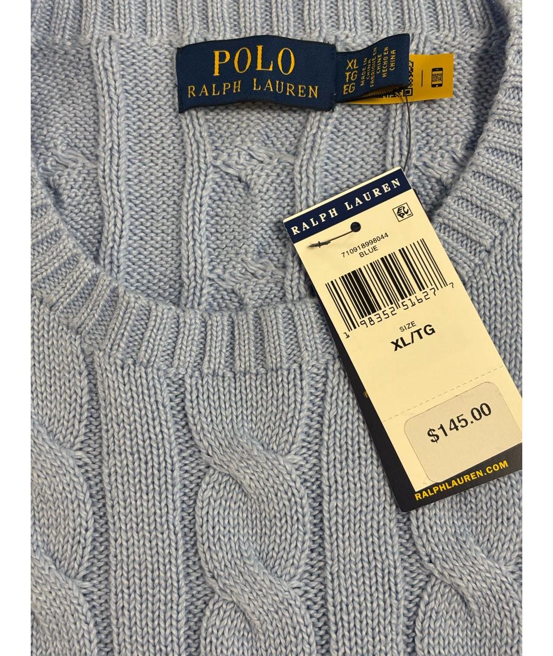 POLO RALPH LAUREN Голубой хлопковый джемпер / свитер, фото 6