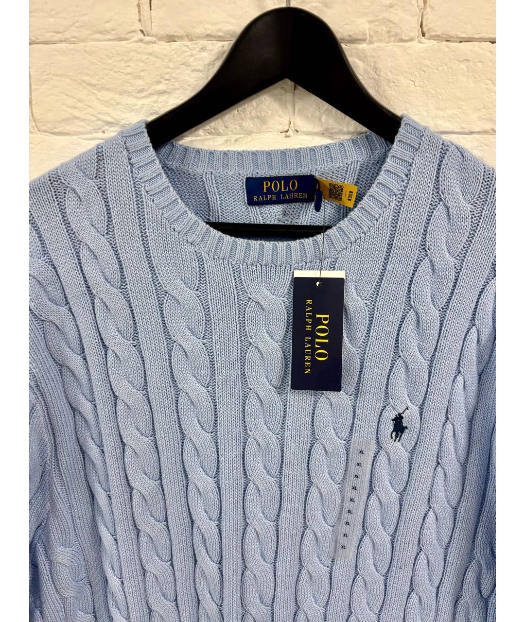 POLO RALPH LAUREN Голубой хлопковый джемпер / свитер, фото 3