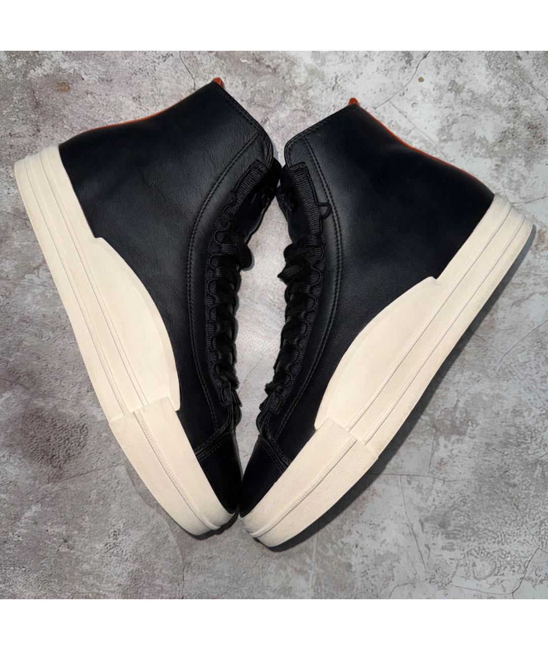 Y-3 Черные кожаные высокие кроссовки / кеды, фото 3