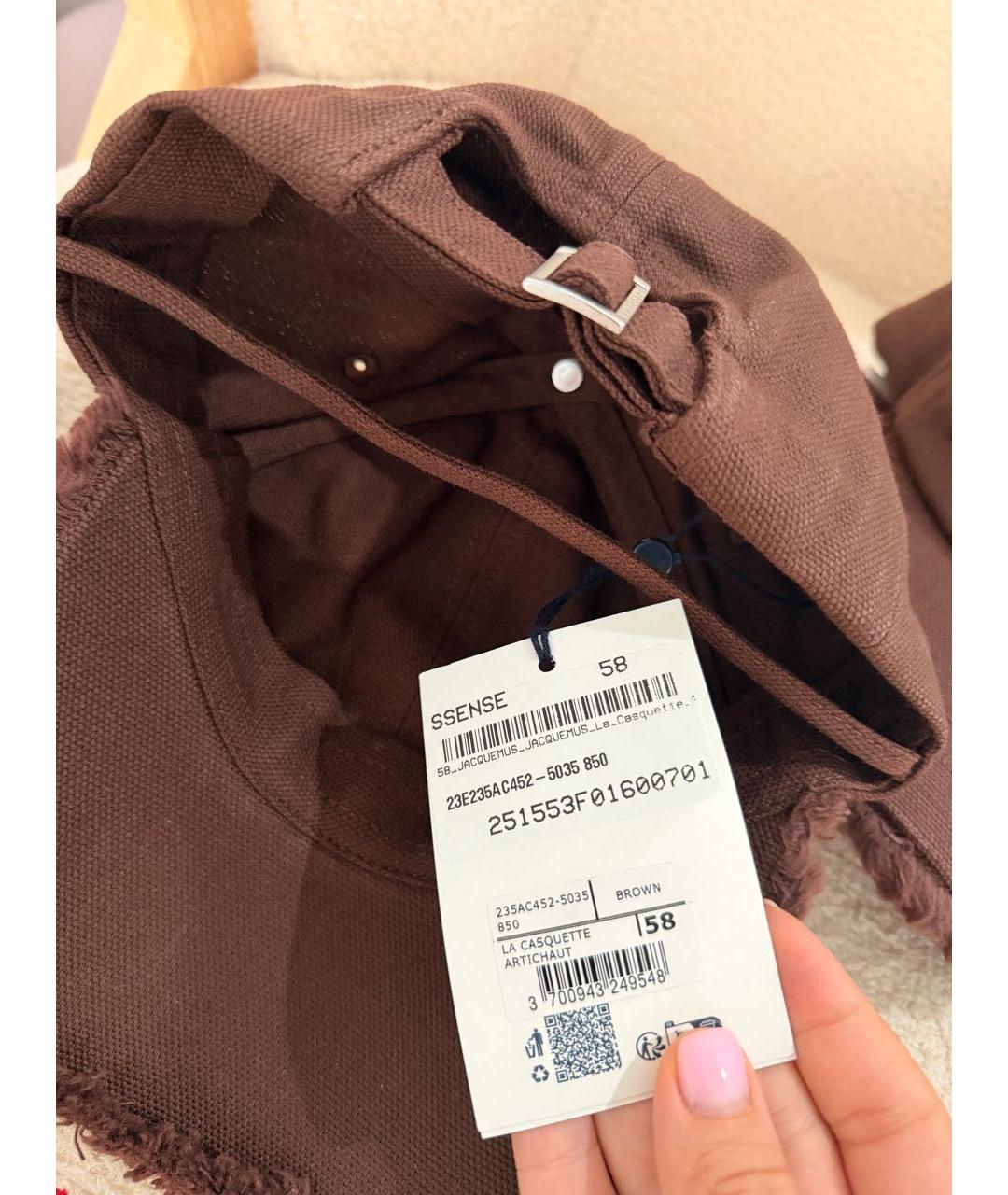 JACQUEMUS Коричневая хлопковая кепка, фото 4