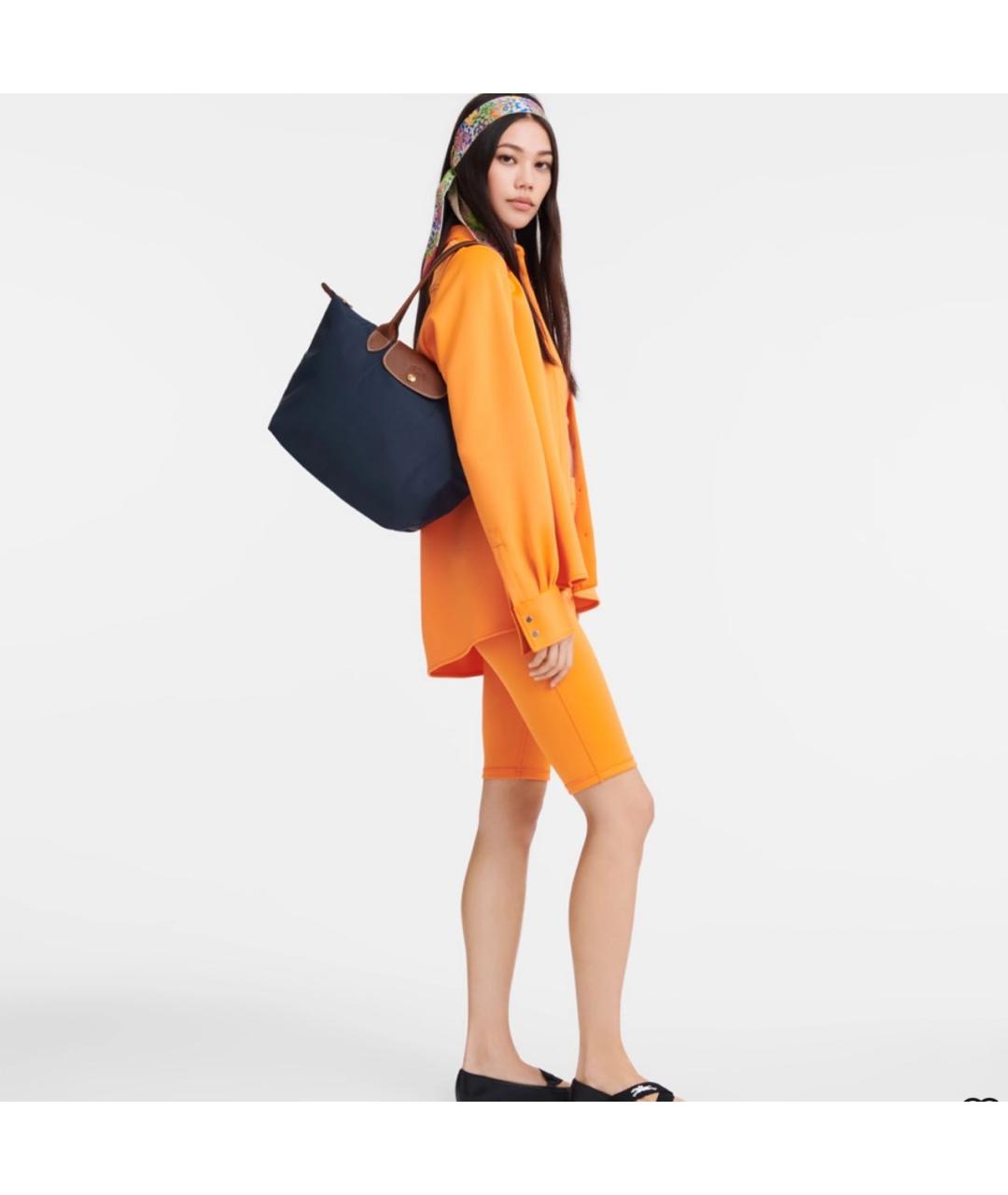 LONGCHAMP Темно-синяя тканевая сумка тоут, фото 2