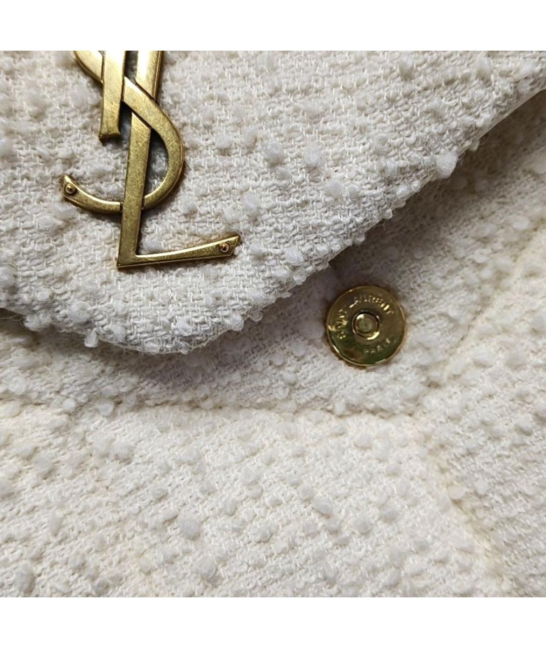 SAINT LAURENT Бежевая тканевая сумка через плечо, фото 5