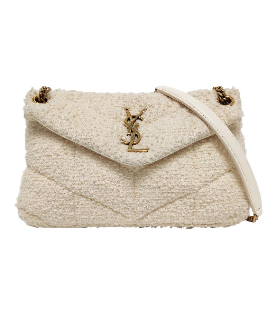 SAINT LAURENT Бежевая тканевая сумка через плечо, фото 1