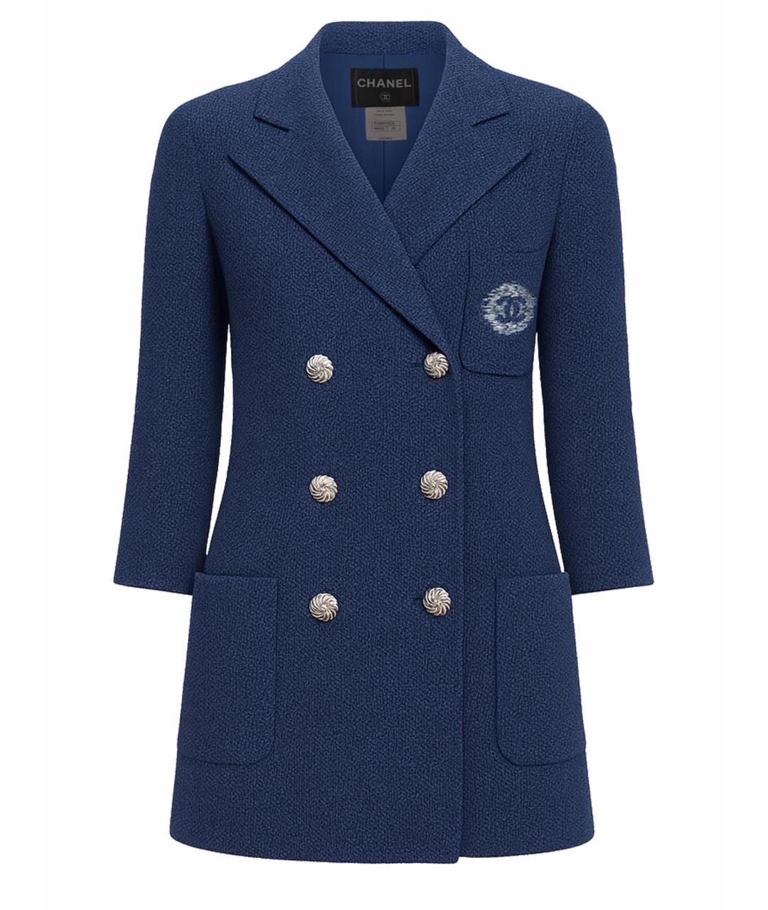 CHANEL Темно-синий твидовый жакет/пиджак, фото 1