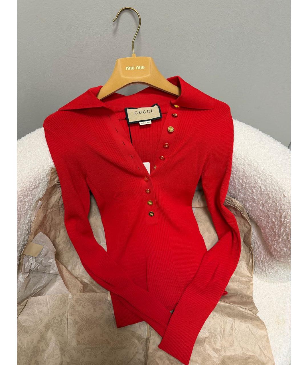 GUCCI Красный вискозный джемпер / свитер, фото 3