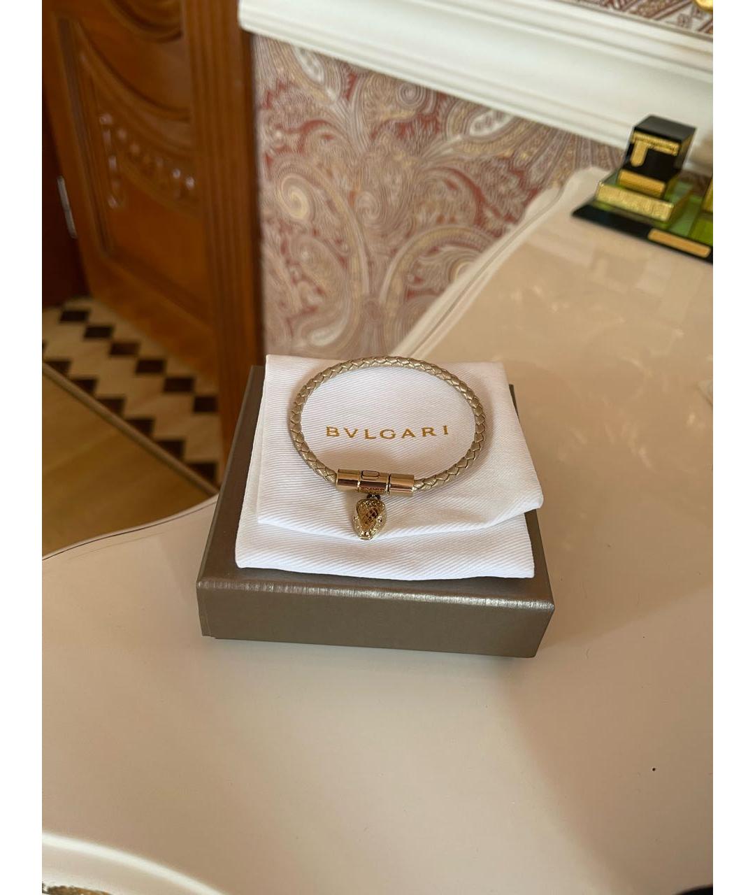 BVLGARI Золотой кожаный браслет, фото 2