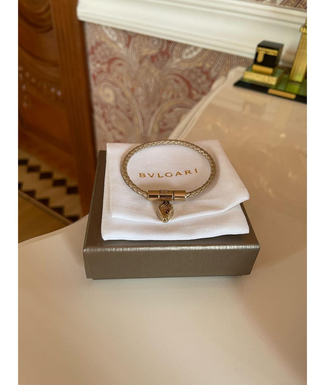 BVLGARI Золотой кожаный браслет, фото 5
