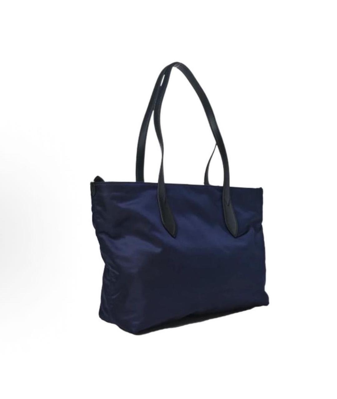 BURBERRY Темно-синяя тканевая сумка тоут, фото 2