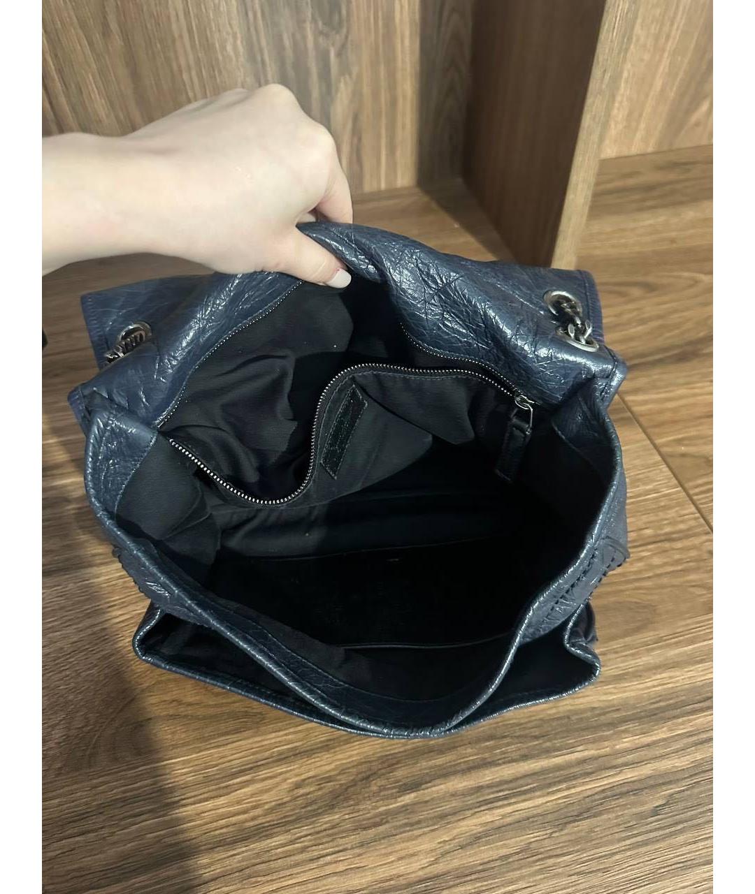 SAINT LAURENT Темно-синяя кожаная сумка через плечо, фото 7
