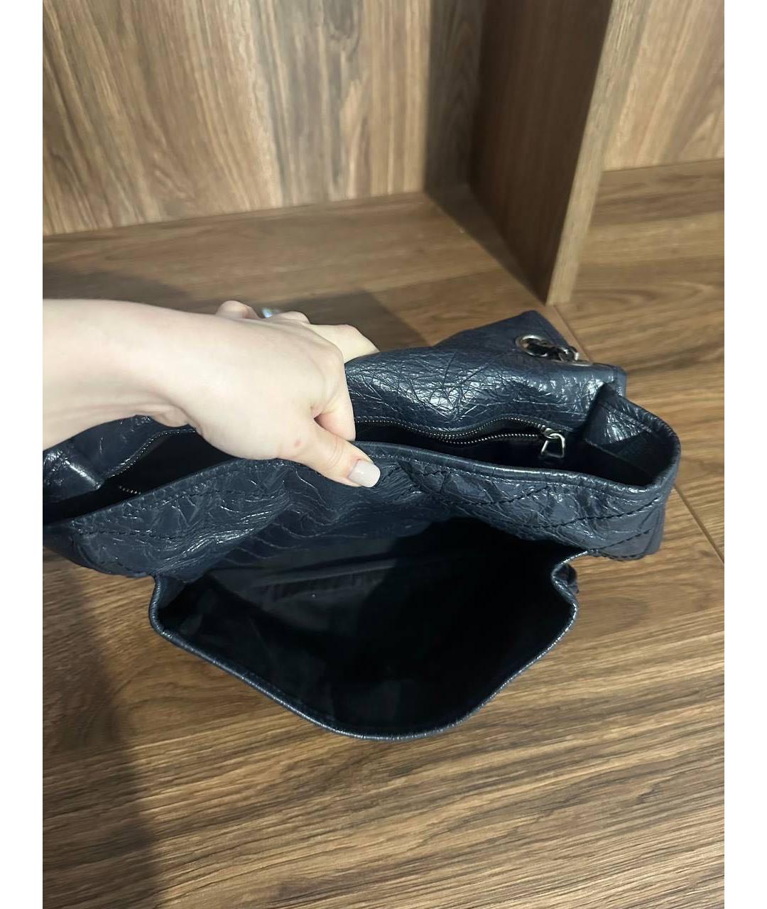 SAINT LAURENT Темно-синяя кожаная сумка через плечо, фото 8