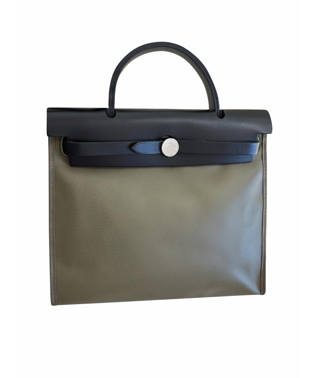 HERMES Хаки тканевая сумка через плечо, фото 1