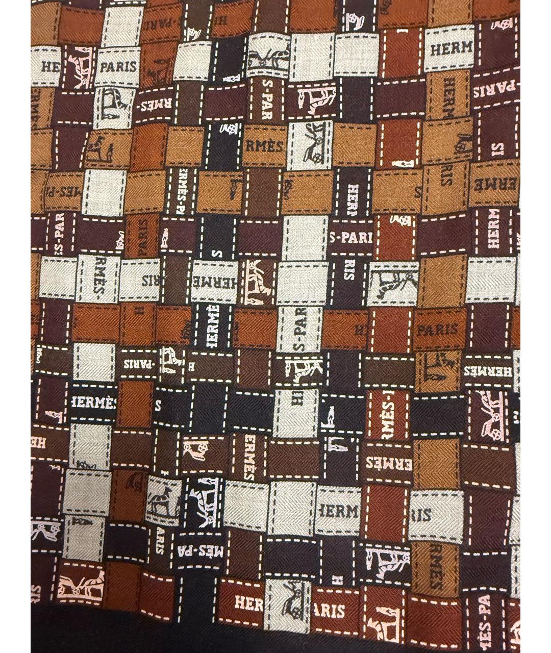 HERMES Коричневый кашемировый платок, фото 4