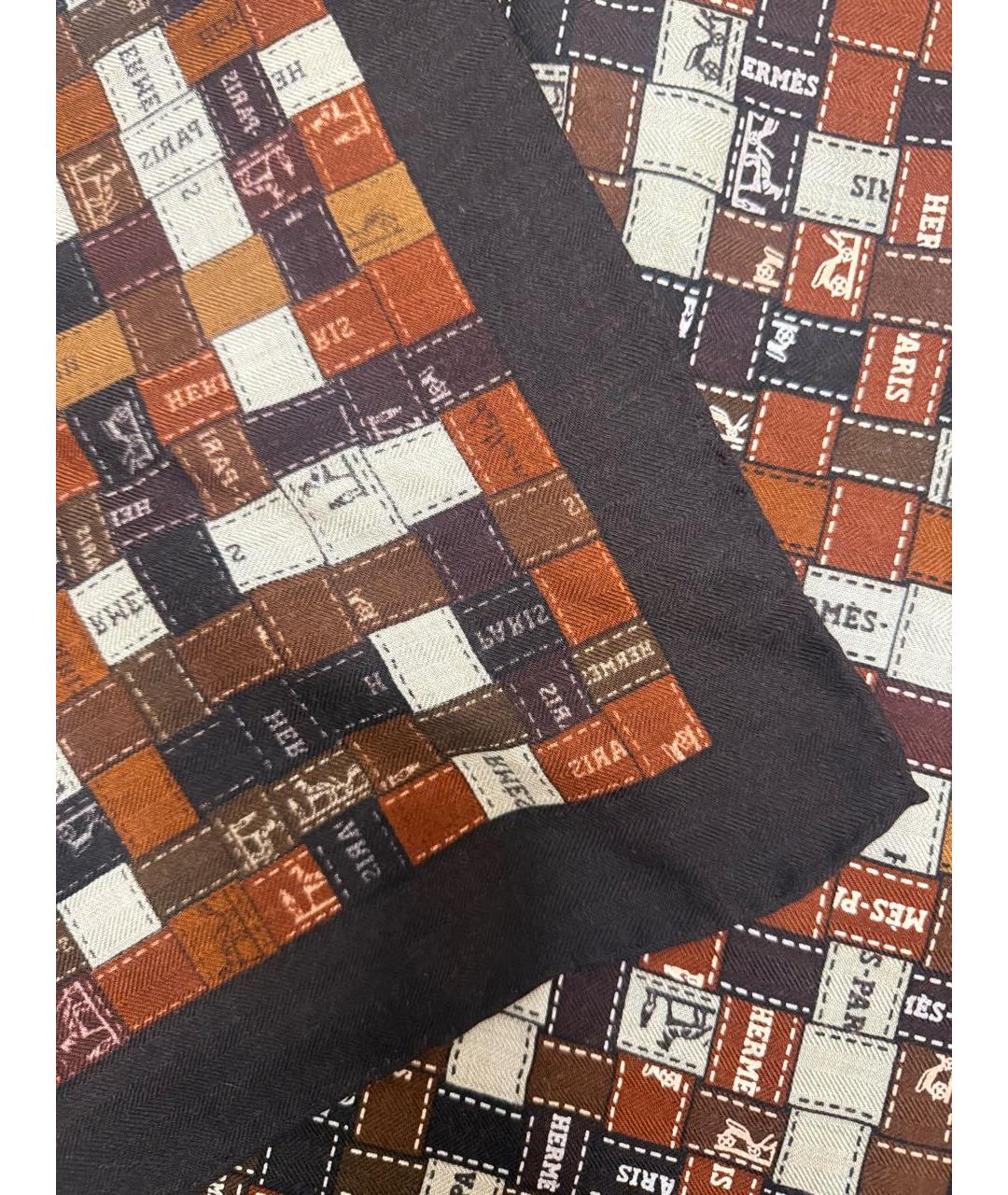 HERMES Коричневый кашемировый платок, фото 2