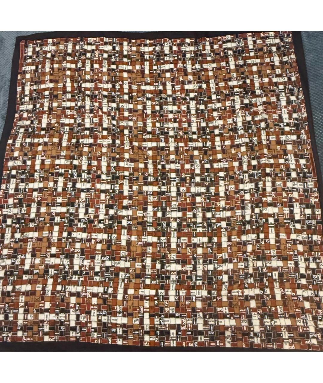 HERMES Коричневый кашемировый платок, фото 5