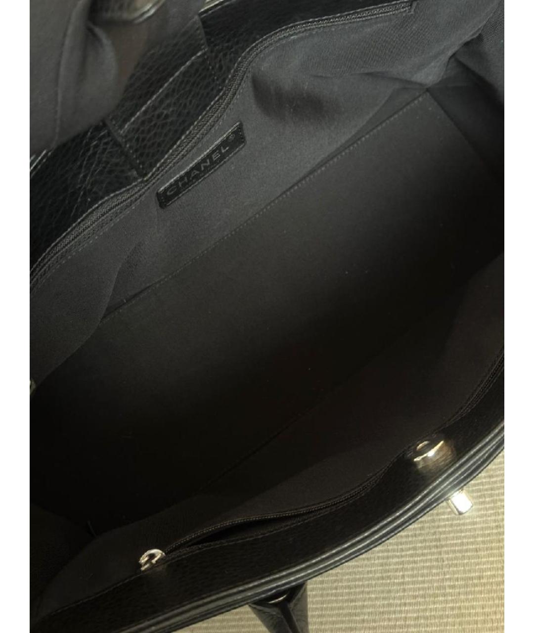 CHANEL Черная кожаная сумка тоут, фото 4