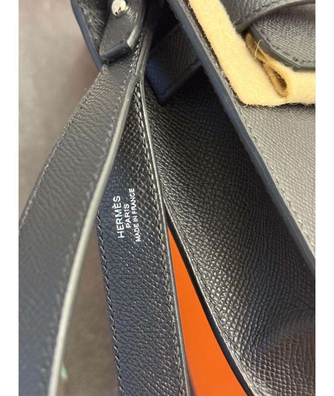HERMES Черная кожаная барсетка, фото 4