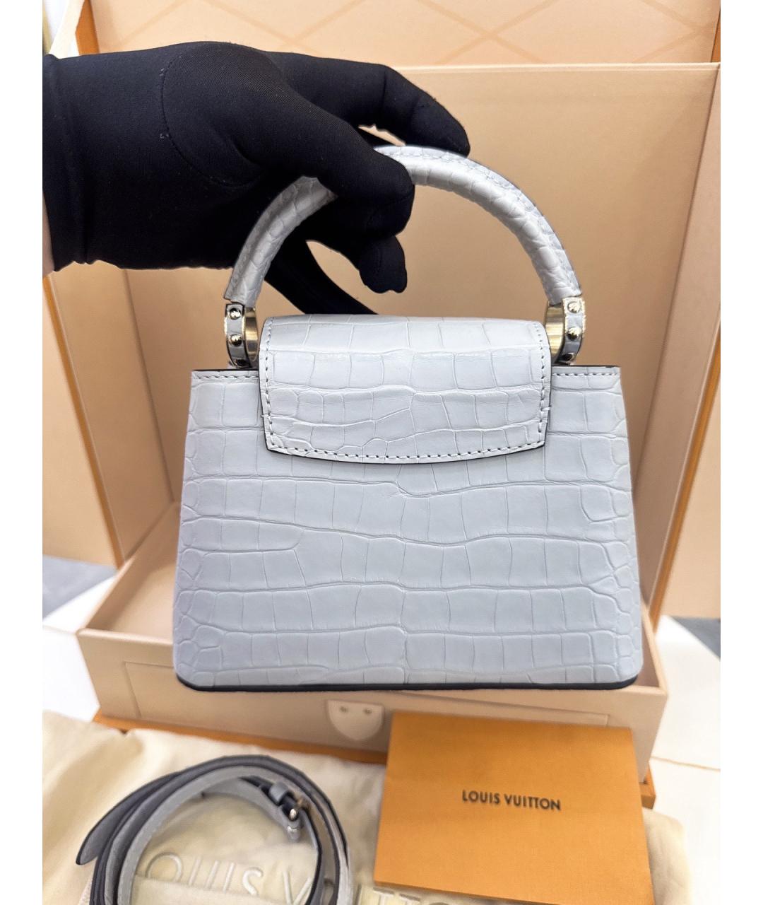 LOUIS VUITTON Серая сумка с короткими ручками из экзотической кожи, фото 3