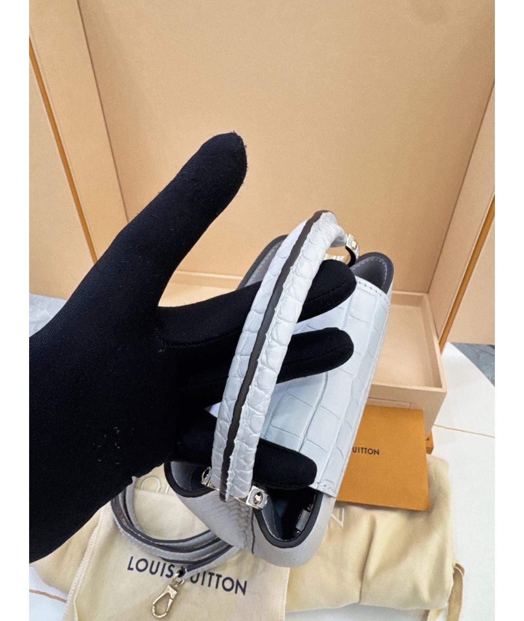 LOUIS VUITTON Серая сумка с короткими ручками из экзотической кожи, фото 4