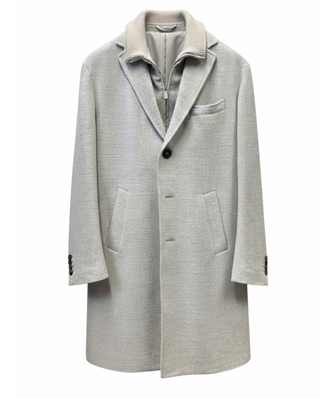 ELEVENTY Серое шерстяное пальто, фото 1