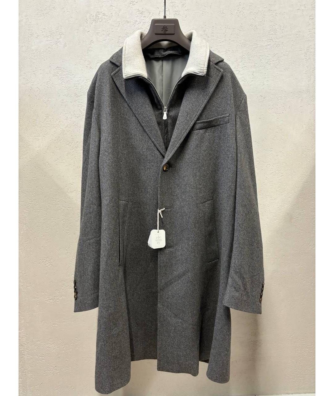 ELEVENTY Антрацитовое шерстяное пальто, фото 5