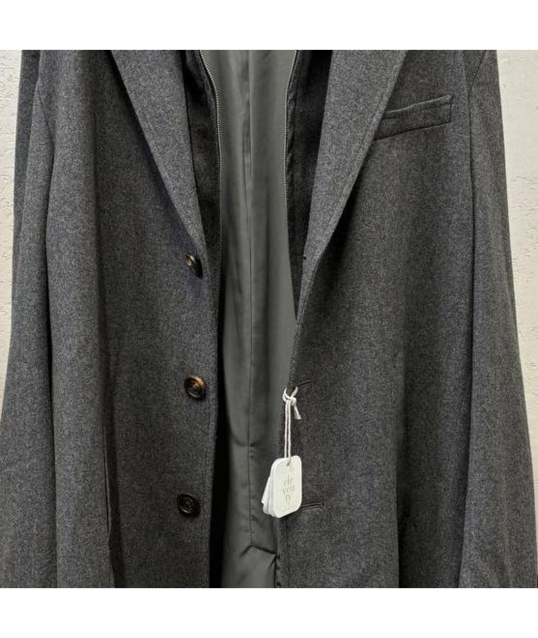 ELEVENTY Антрацитовое шерстяное пальто, фото 4