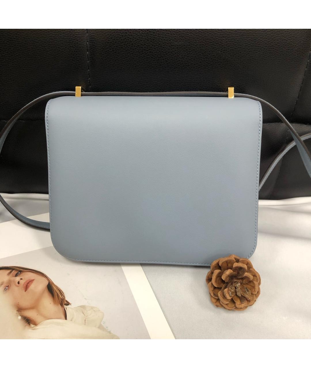 HERMES Голубая кожаная сумка через плечо, фото 2