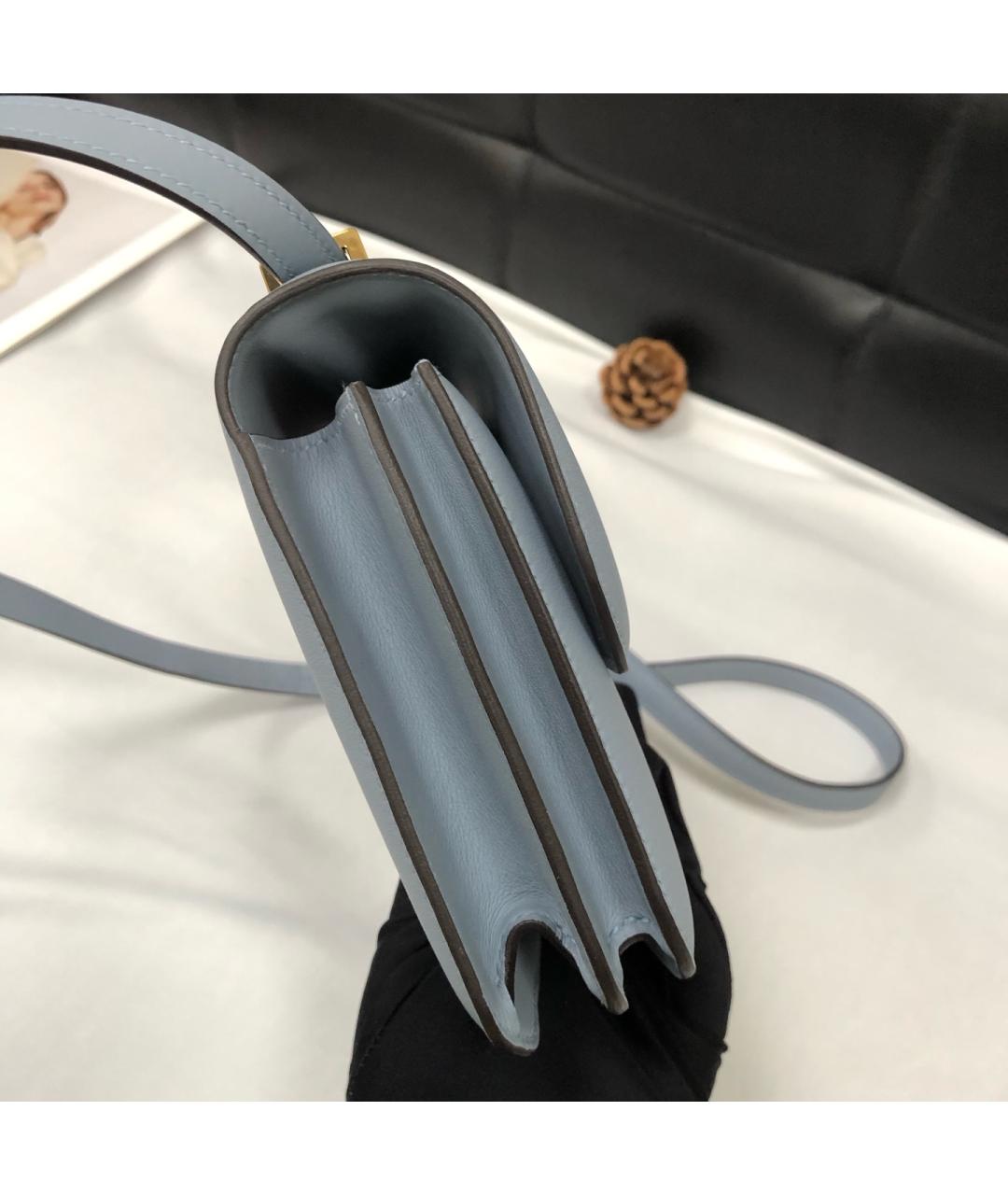 HERMES Голубая кожаная сумка через плечо, фото 3
