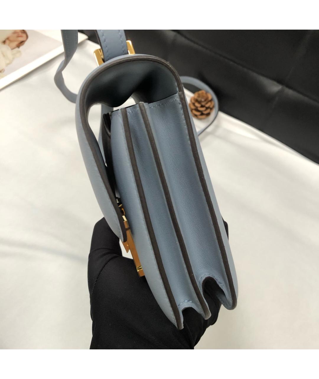 HERMES Голубая кожаная сумка через плечо, фото 4